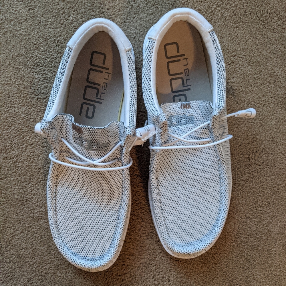 Hey Dude men's shoes, white/gray, size 12